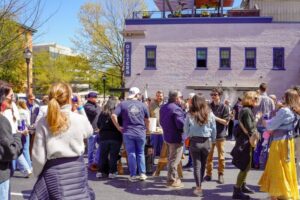 A crowd of people at Jones Oyster outside.